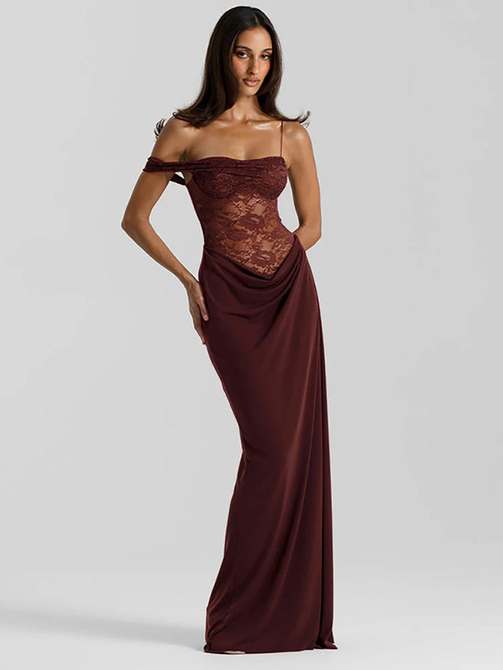 Valencia Lace Evening Gown Maxi Dress