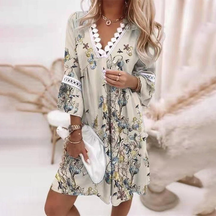 Rosaline Boho Floral V Neck Mini Dress