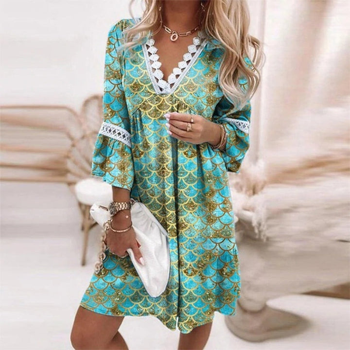 Rosaline Boho Floral V Neck Mini Dress