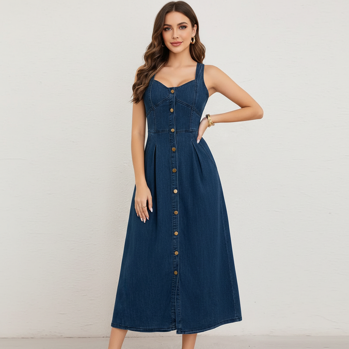 Solara Sleeveless Midi Jean Dress