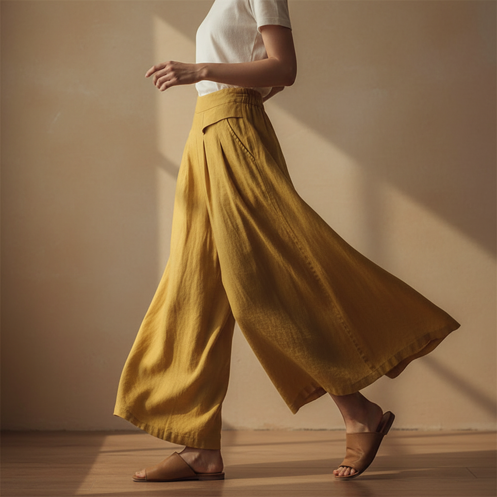 Adeline Cotton Linen Wide Leg Pants