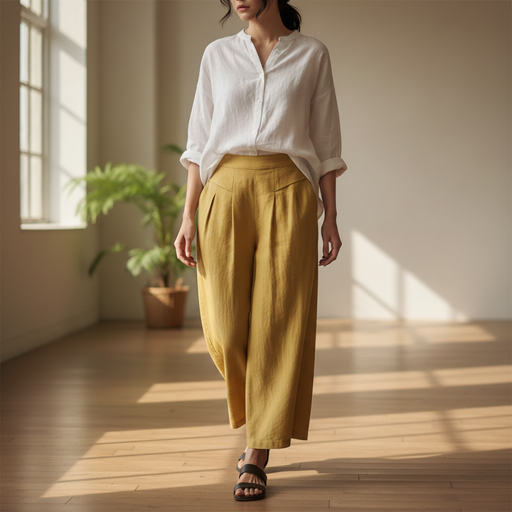 Adeline Cotton Linen Wide Leg Pants