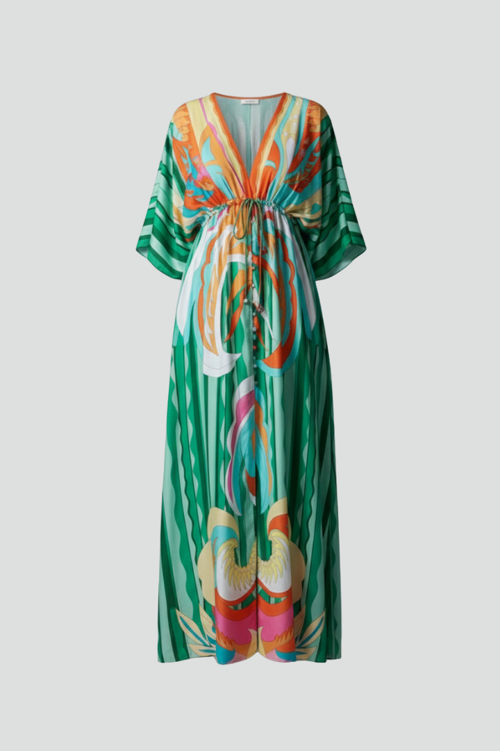 Amara Maxi Dress with V Neckline and Tie Waist