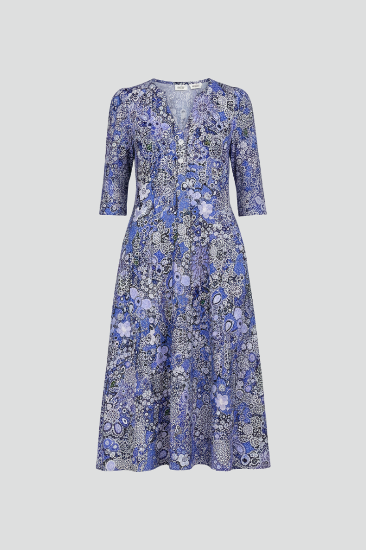 Liana Midi Dress with V-Neck and Three-Quarter Sleeves