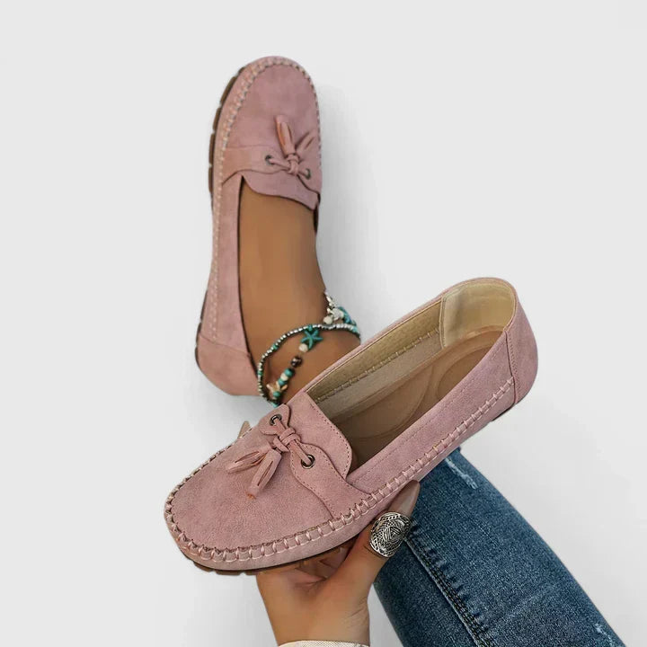 Florence Suede Bow Tassel Slip-On Loafers