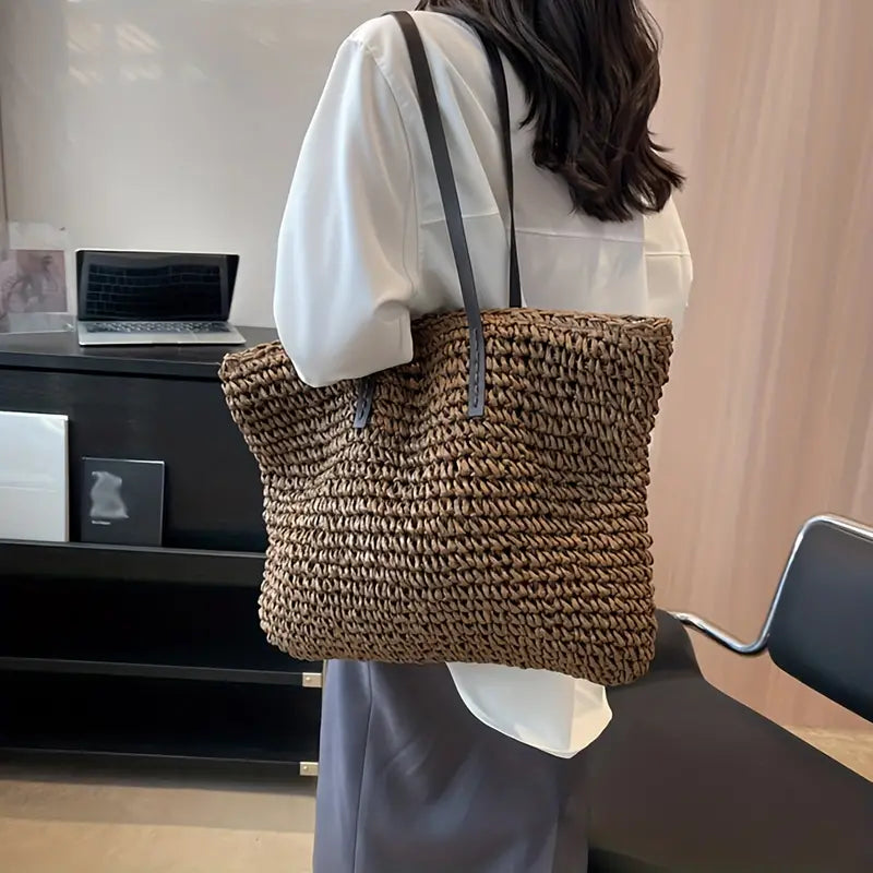 Alessia Straw Beach Tote Bag