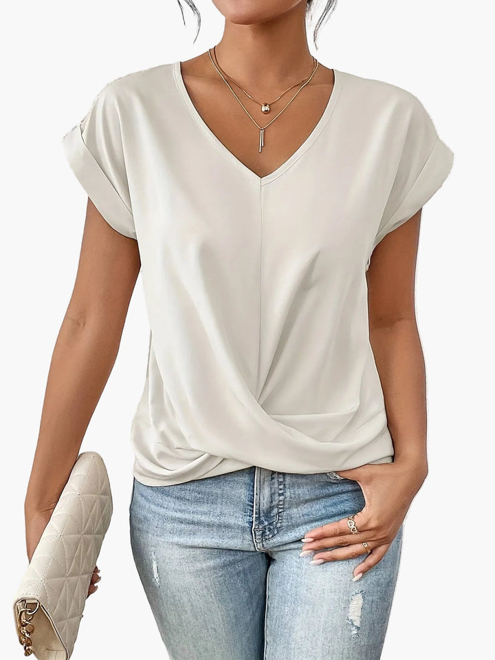 Maya V Neck Pleat Detail Top