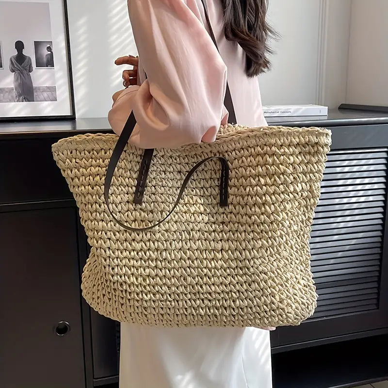 Alessia Straw Beach Tote Bag