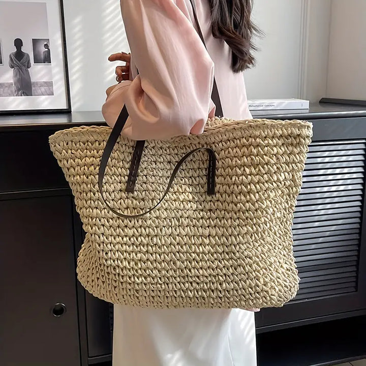 Alessia Straw Beach Tote Bag