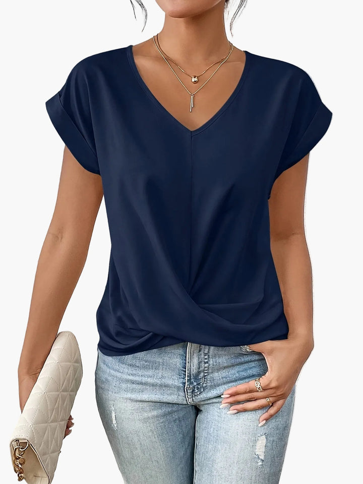 Maya V Neck Pleat Detail Top