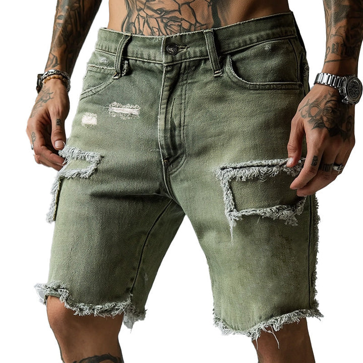 Harlan Ripped Stretch Denim Shorts