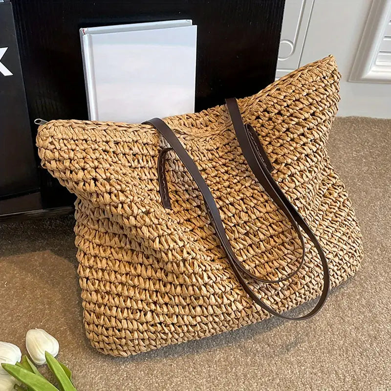 Alessia Straw Beach Tote Bag