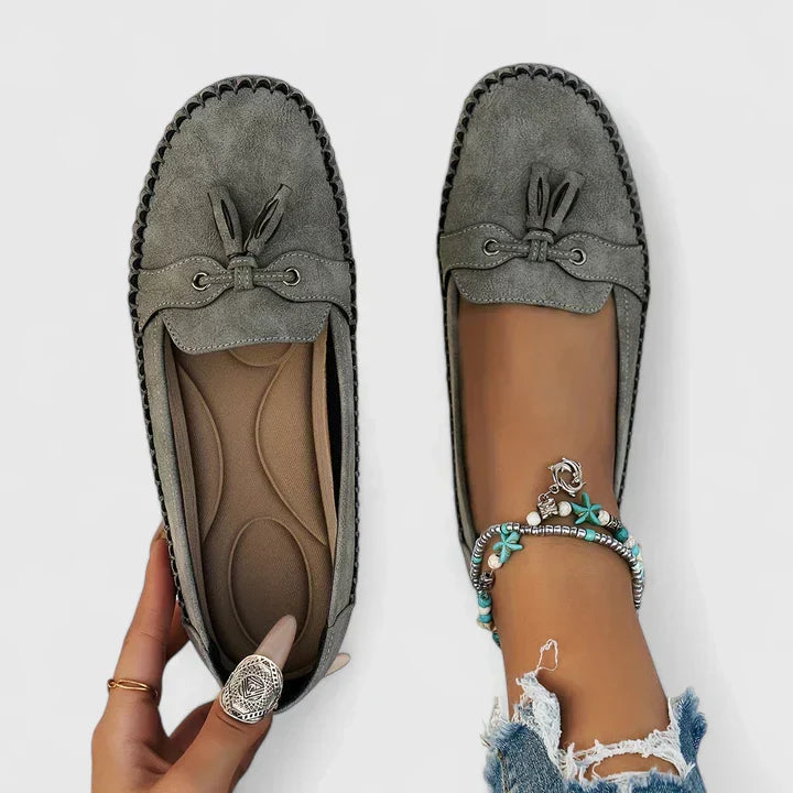Florence Suede Bow Tassel Slip-On Loafers