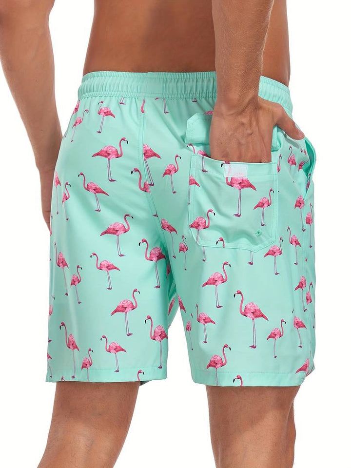 Ronan Flamingo Print Swim Trunk