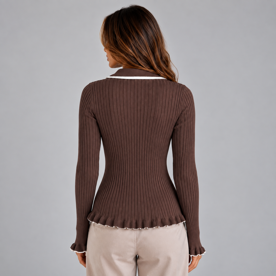 Amara Ribbed Knit Long Sleeve Top