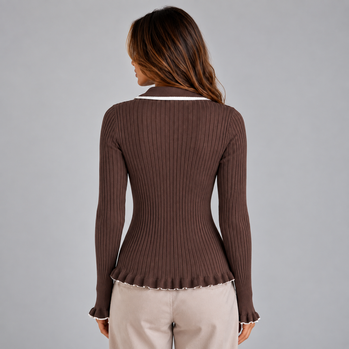 Amara Ribbed Knit Long Sleeve Top