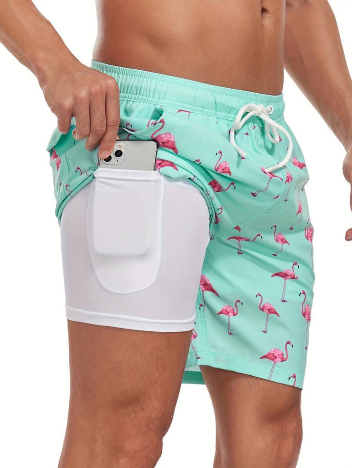 Ronan Flamingo Print Swim Trunk