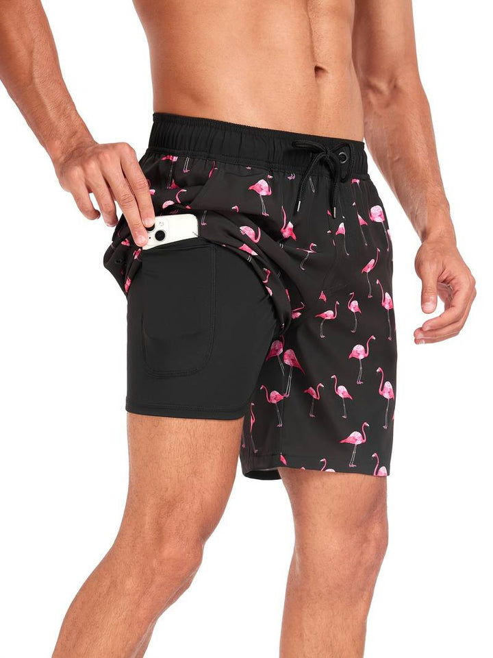 Ronan Flamingo Print Swim Trunk