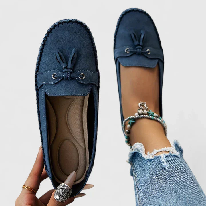 Florence Suede Bow Tassel Slip-On Loafers