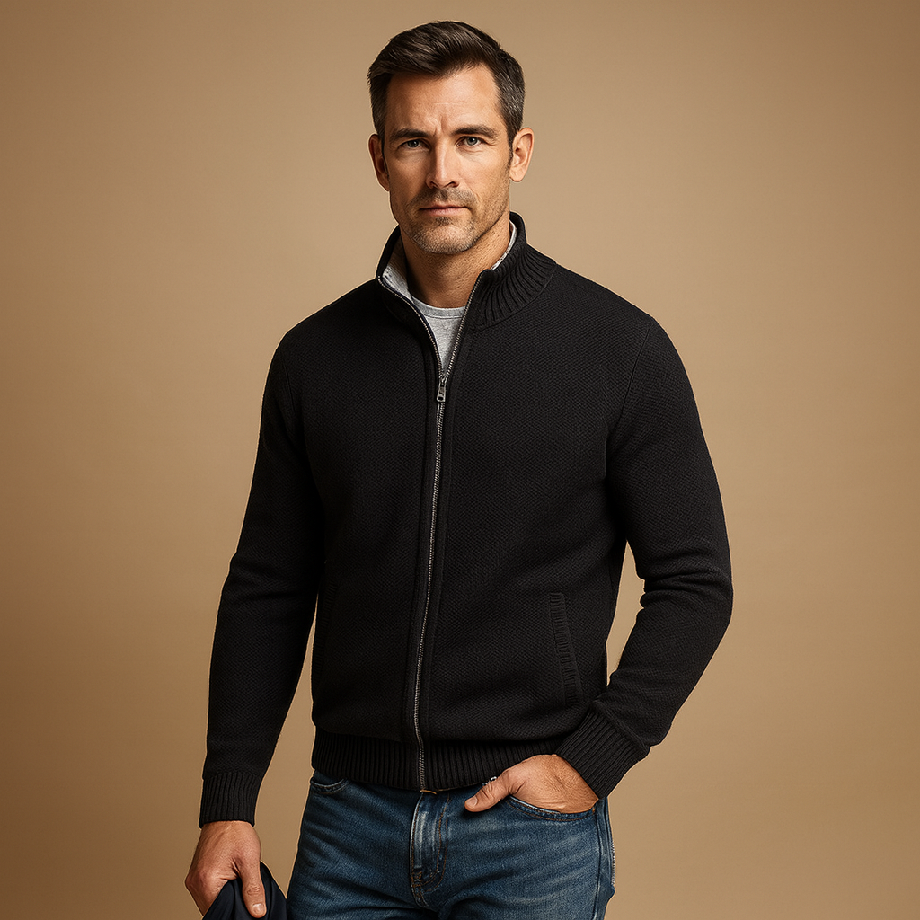 Nathan Zip-Up Cardigan Sweater