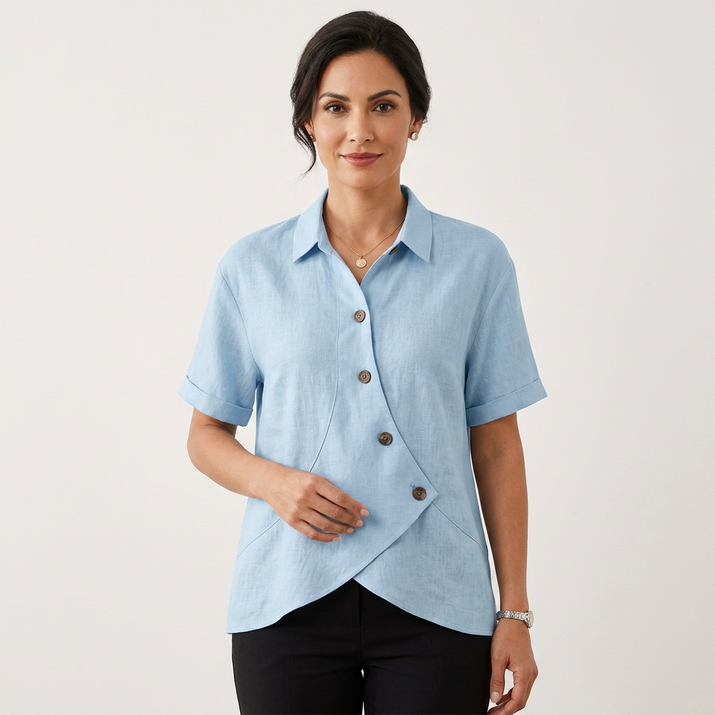 Brielle Asymmetrical Button Blouse