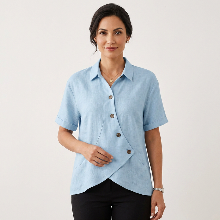 Brielle Asymmetrical Button Blouse