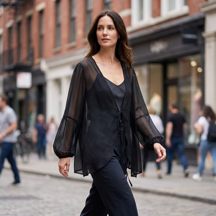 Emery Tie Front Chiffon Blouse
