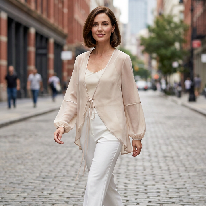 Emery Tie Front Chiffon Blouse