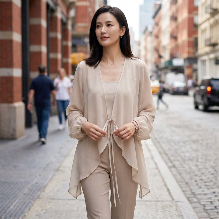 Emery Tie Front Chiffon Blouse