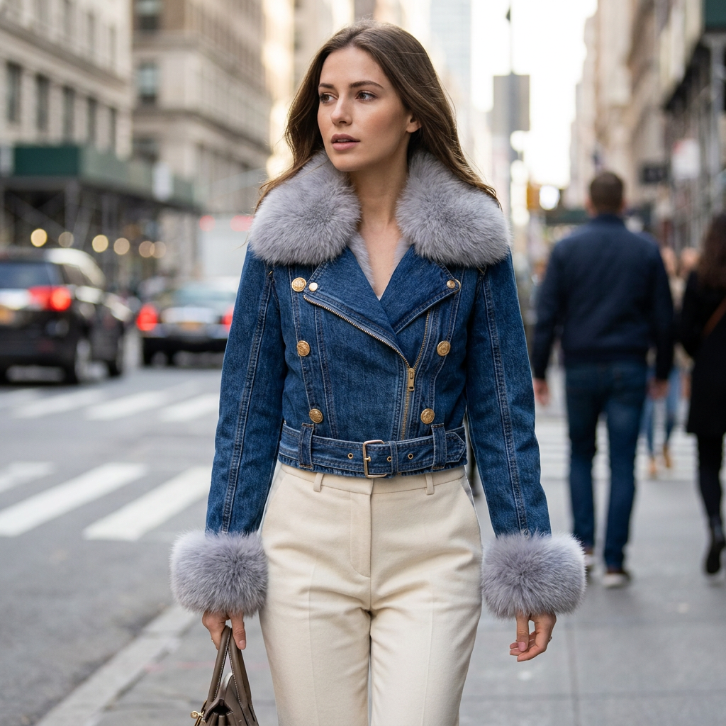 Valentina Faux Fur Denim Jacket
