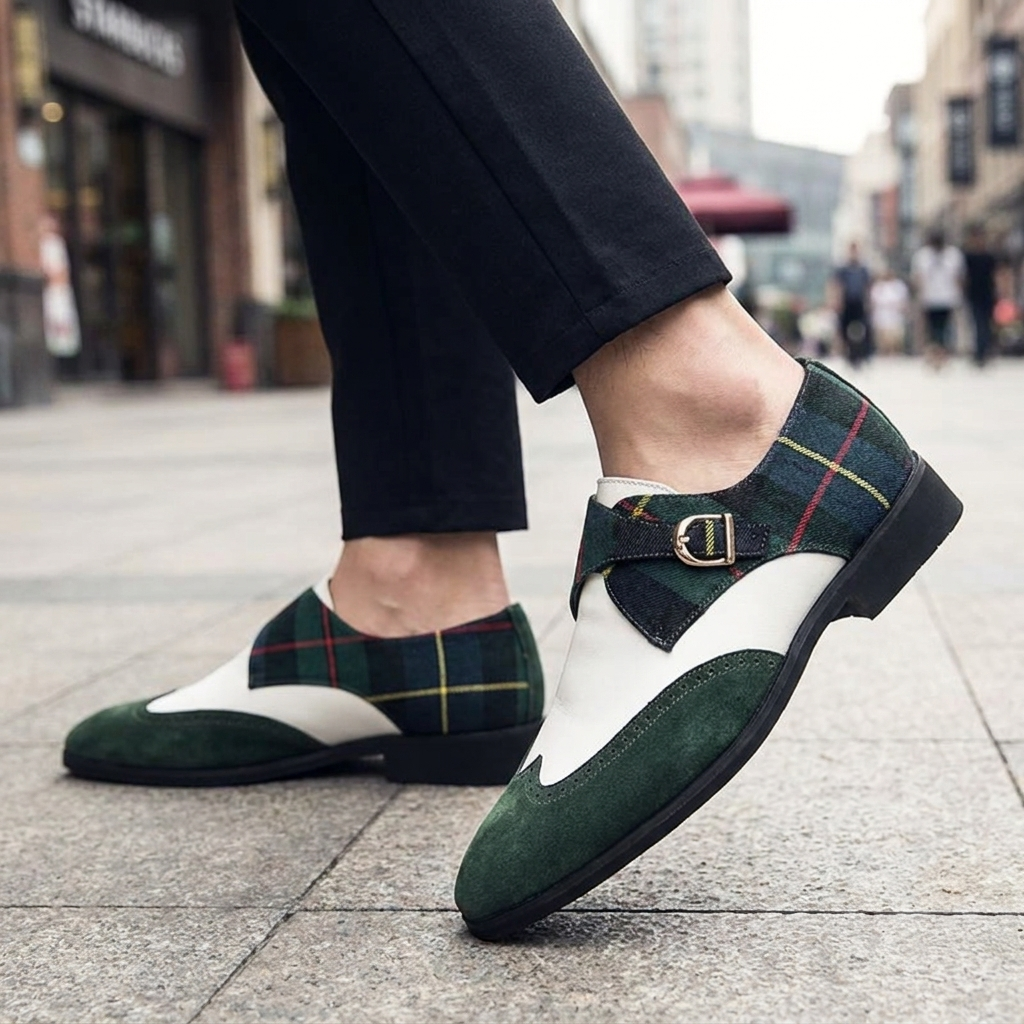 Prescott Tartan Monk Strap Shoes