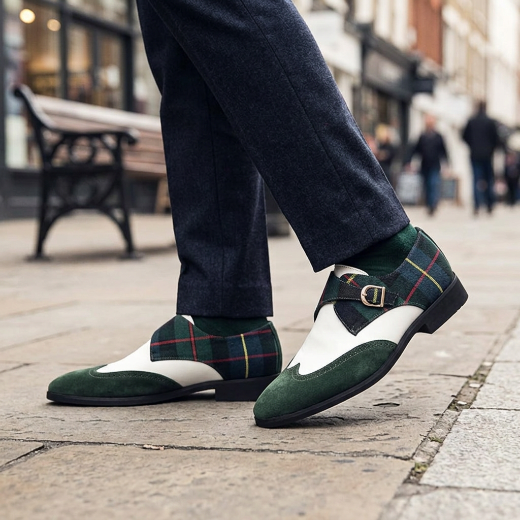 Prescott Tartan Monk Strap Shoes