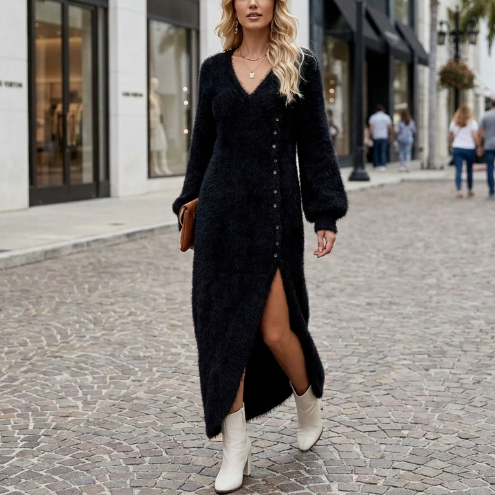 Aurora Fur Knit Sweater Dress