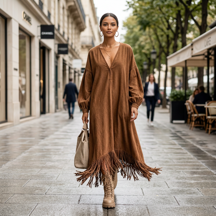 Marlowe V-Neck Fringe Dress