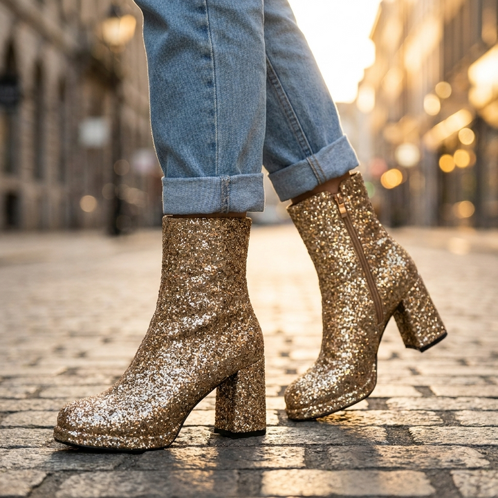 Celeste Sequin Heel Boots
