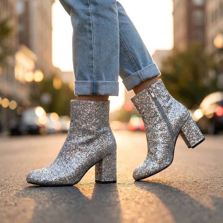 Celeste Sequin Heel Boots