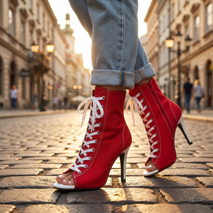 Sienna Lace Up Heel Booties