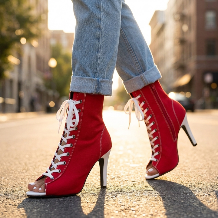 Sienna Lace Up Heel Booties