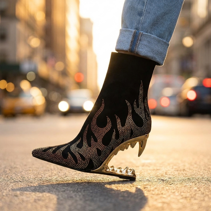 Maren Rhinestone Heel Boots