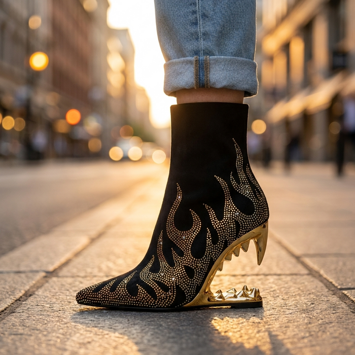 Maren Rhinestone Heel Boots