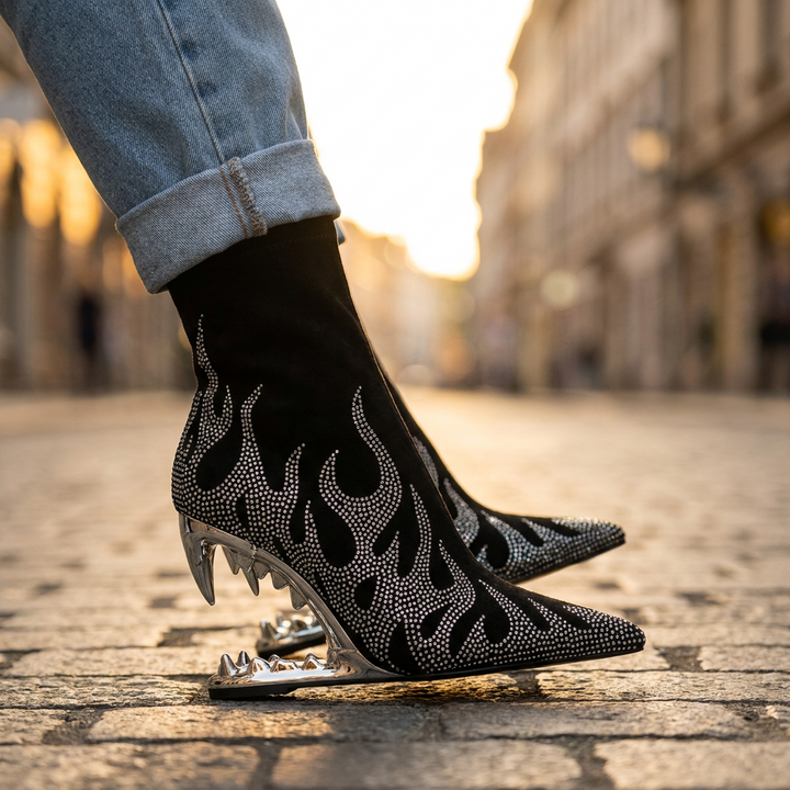 Maren Rhinestone Heel Boots