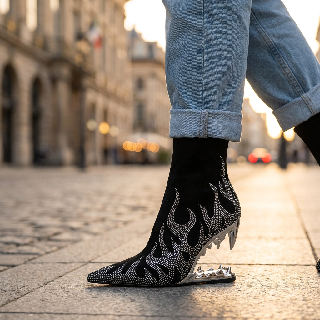 Maren Rhinestone Heel Boots