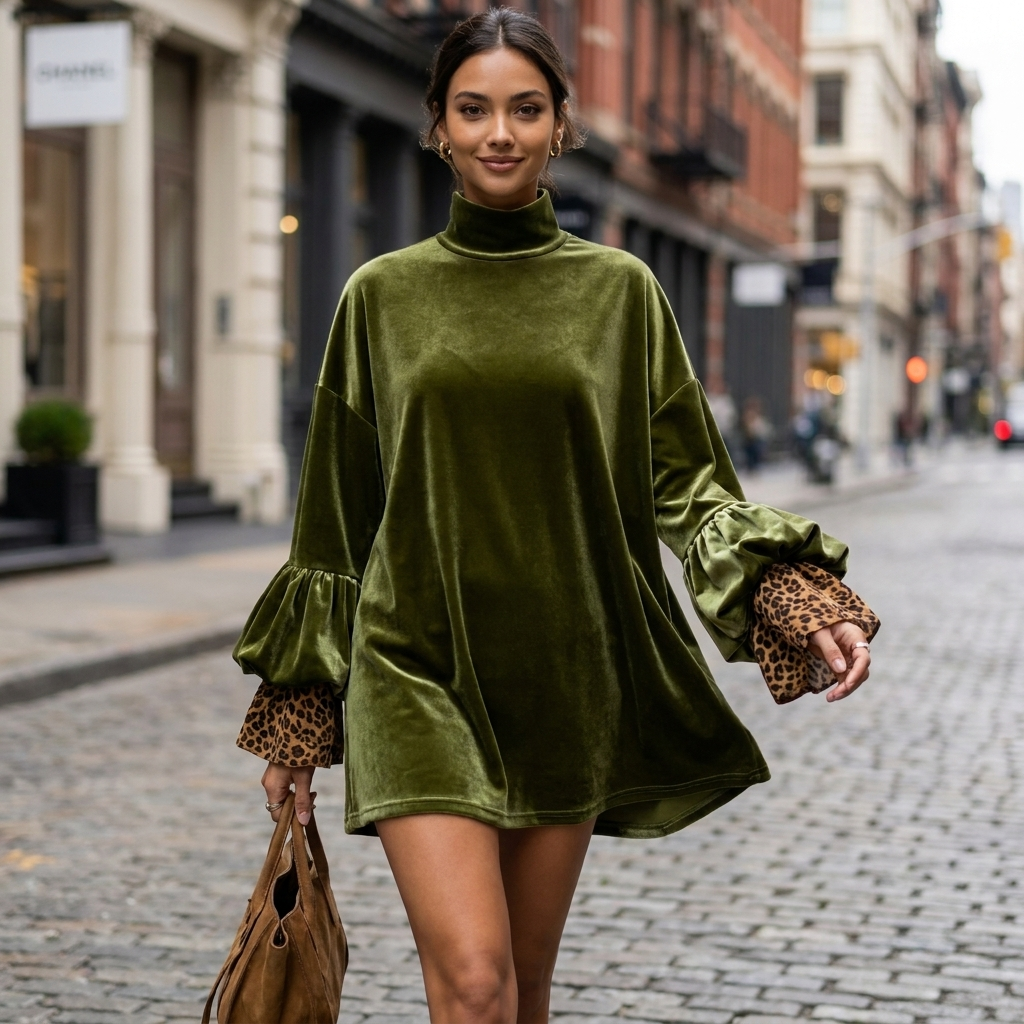 Maris Ruffle Cuff Mini Dress