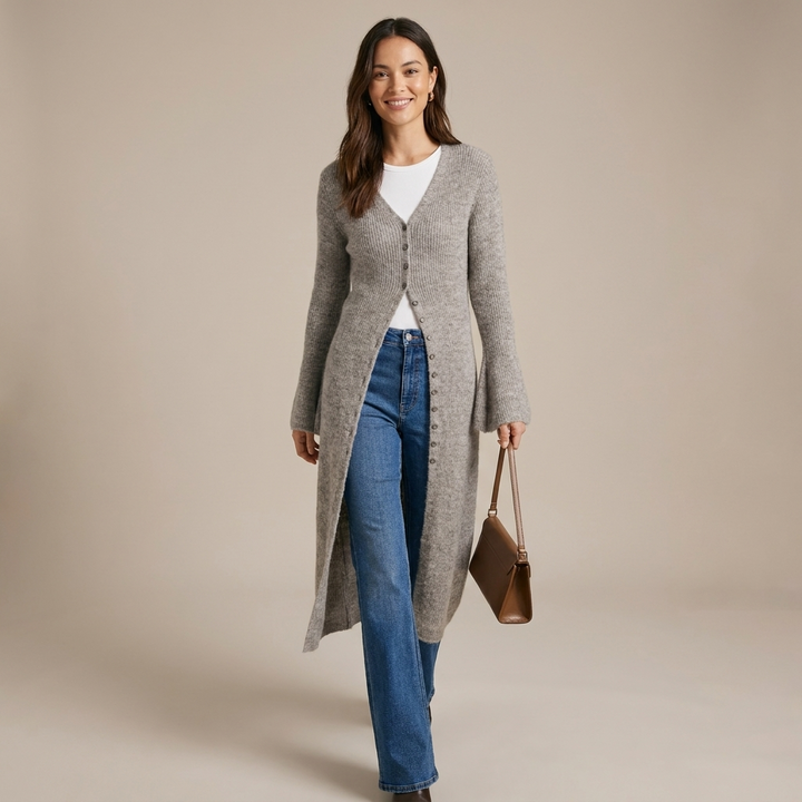 Odessa Ribbed Knit Cardigan lifestyle photo