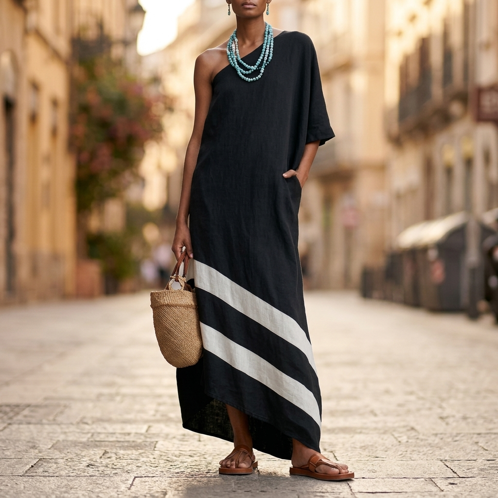 Quinn One Shoulder Maxi Dress - lifestyle photo
