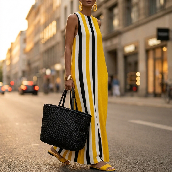 Amara Striped Pocket Maxi Dress - Yellow