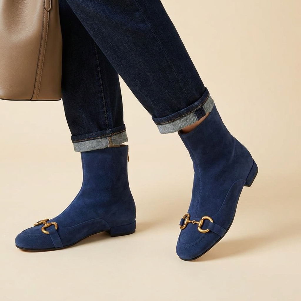 Marina Horsebit Ankle Boot - Blue