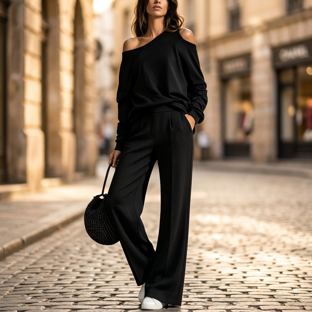 Meigh Cold Shoulder Set - Black