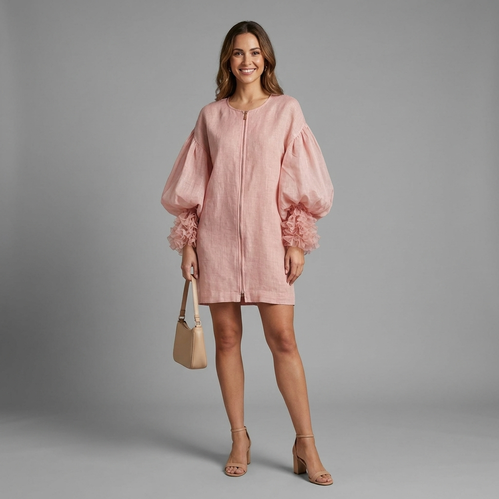 Marisol Balloon Sleeve Mini Dress - Pink