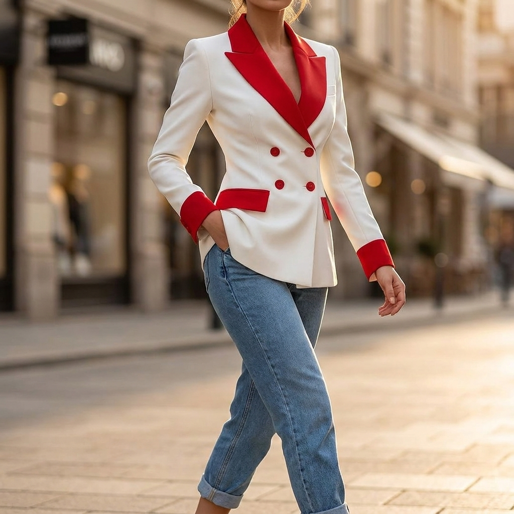 Adalene Contrast Lapel Blazer